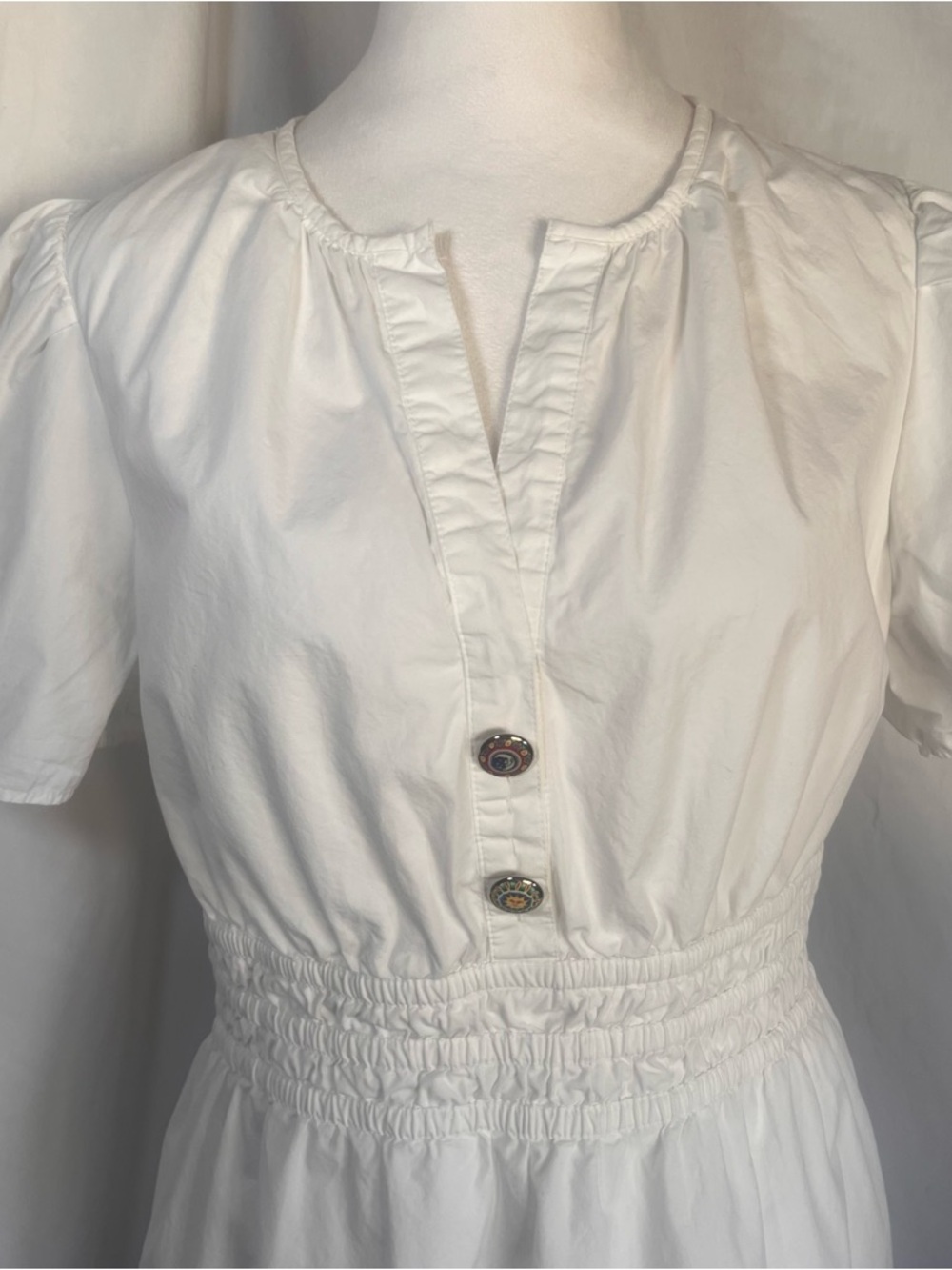 Quince White Short Puff-Sleeve Mini Dress - Picture 3 of 11